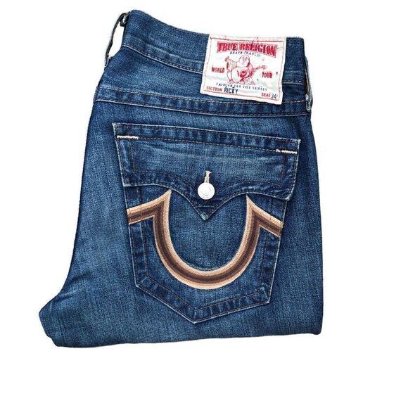 Vintage True Religion Jeans Size 36 RICKY Blue - Picture 2 of 7